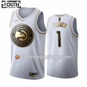 Camiseta Niños NBA Atlanta Hawks Evan Turner 1 2019-20 Nike Blanco Golden Edition Swingman